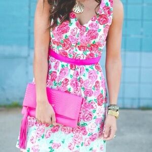 Vineyard Vines Kentucky Derby Silk Rose Dress Pink Green Size 12